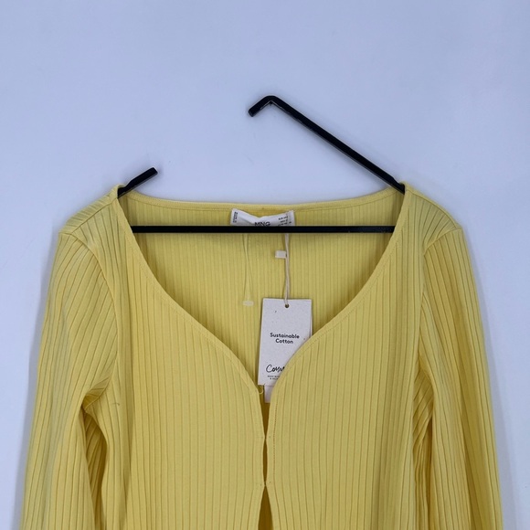 MNG Mango Ribbed Knit Open Front Bottom Slit Cardigan - Picture 2 of 8